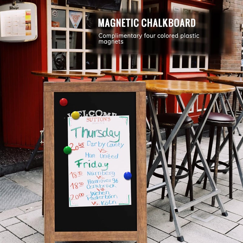 SELEAD Magnetic A-Frame Chalkboard Easel Sign - Large 40" x 20" Rustic Sandwich Chalk Board Signs Outdoor Double Sided Sidewalk Pizarra for Business, Wedding, Menu - Image 3